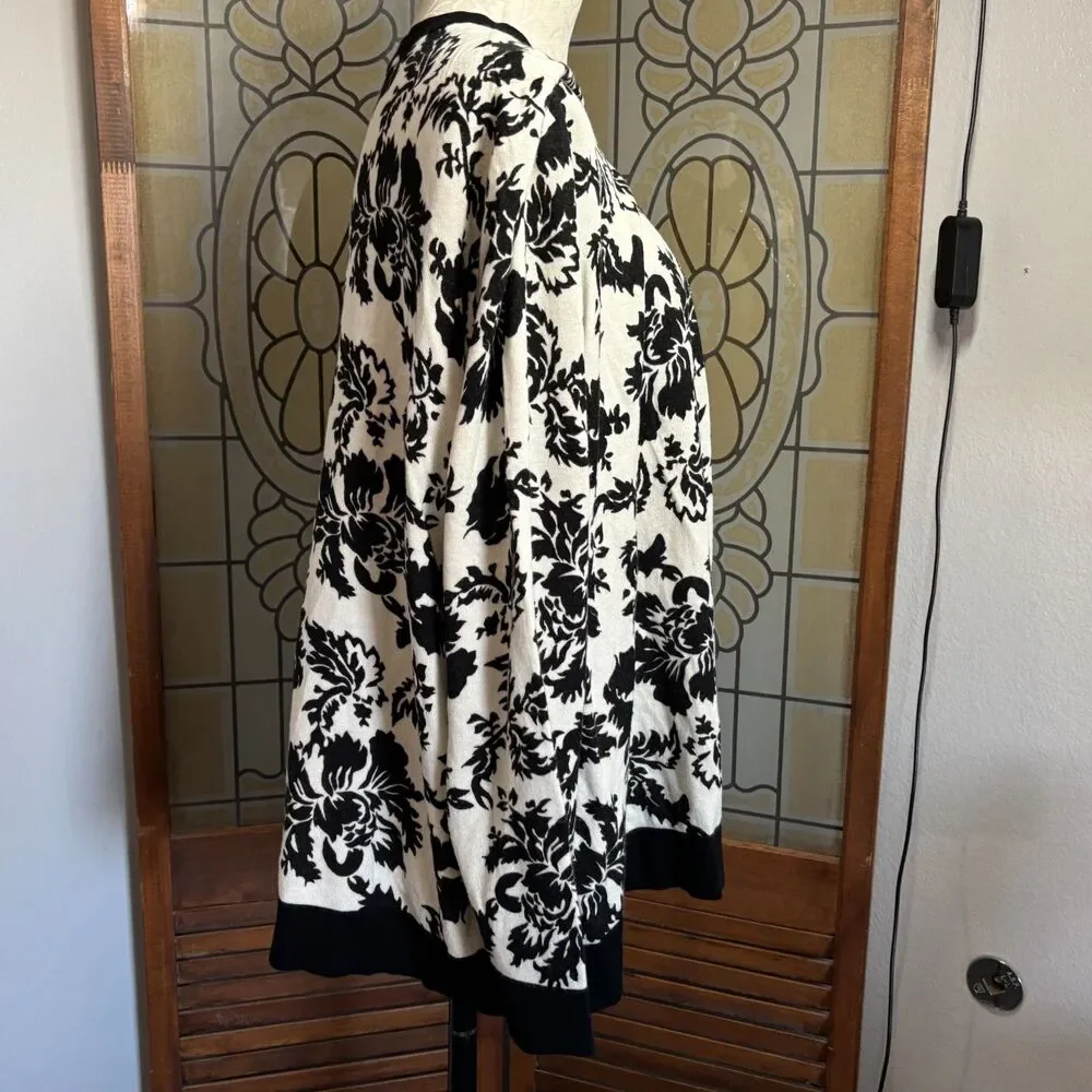 Marled Sequin Trim Front Button Up Cardigan Sweater Old Money Chic Plus Size 2X